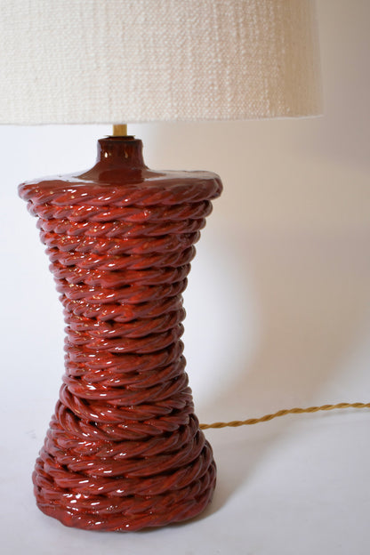 "Kasaï" Rope red ceramic lamp 32cm, Barracuda Edition.
