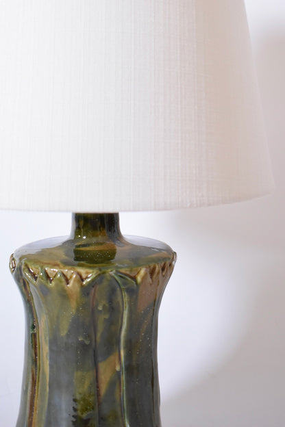 "Kasaï" Nilo beige blue green ceramic lamp 25cm, Barracuda Edition.
