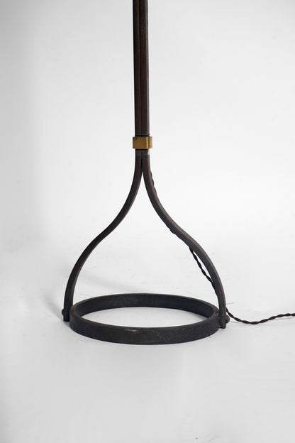 Wrought iron floor lamp with oval lampshade, 1960s.