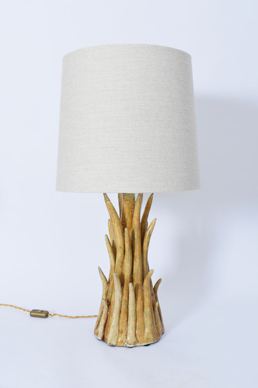 "Pico" 42cm mustard ceramic lamp, Barracuda edition.