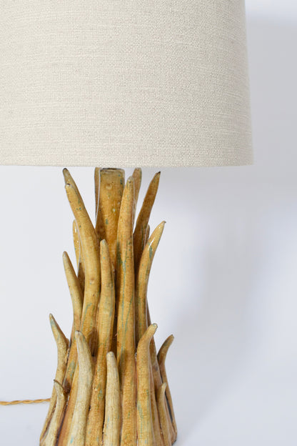 "Pico" 42cm mustard ceramic lamp, Barracuda edition.