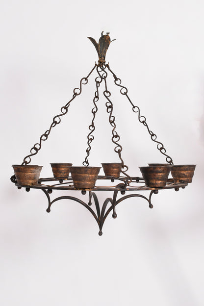 Wrought iron ceiling lamp, 1940s.