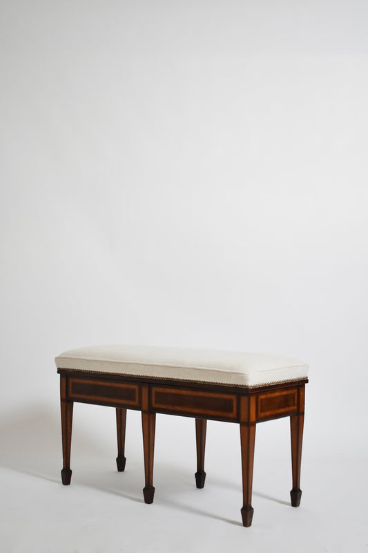Six legs marquetry bench, XIXth c.