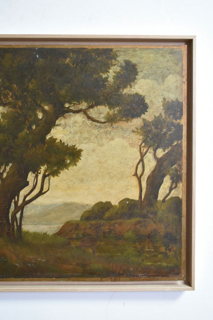 Landscape with ruins painting, 1960s.