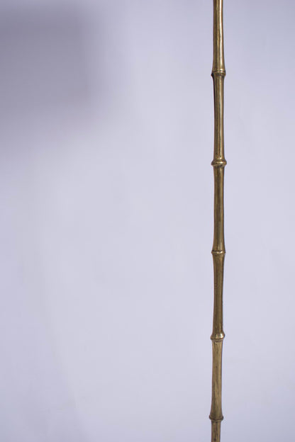 Jansen style tripod faux bamboo solid brass floor lamp, 1960s.