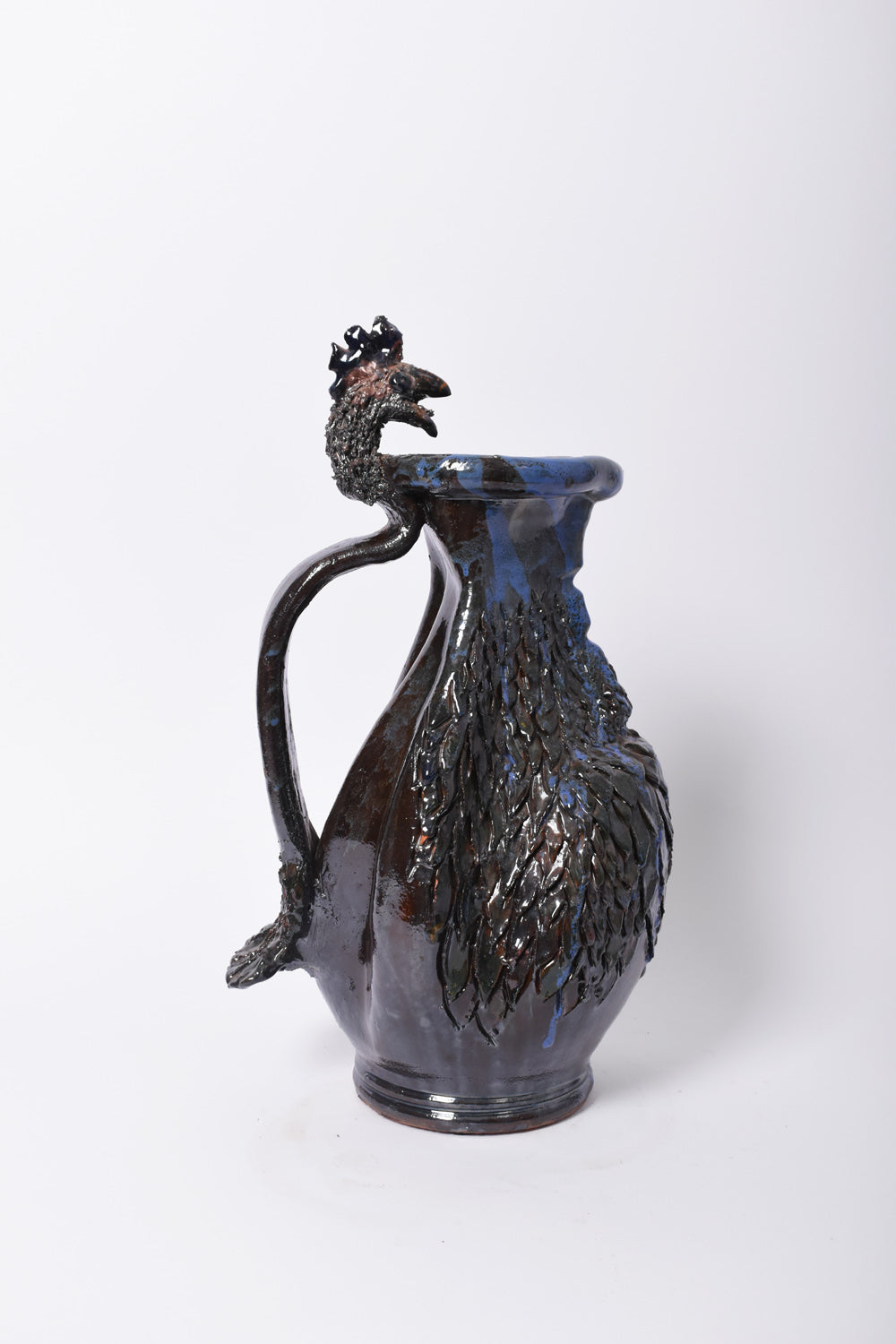 Bird ceramic blue jug, Helder.