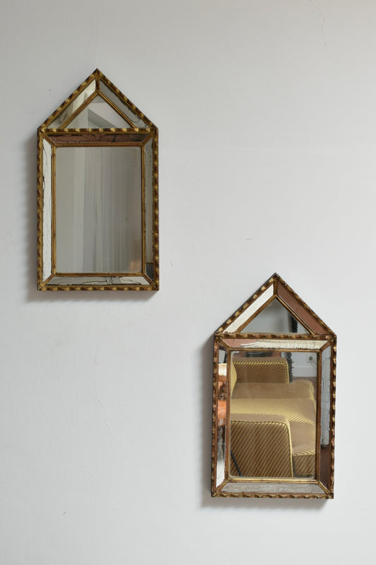 Pair of Pierre Dariel dit Dolt pedestal mirror, 1940s.