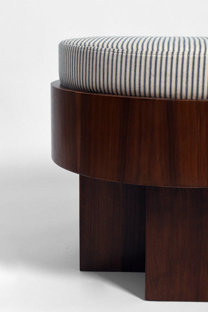 "Vitruvio" walnut stool, Quiet Studios.