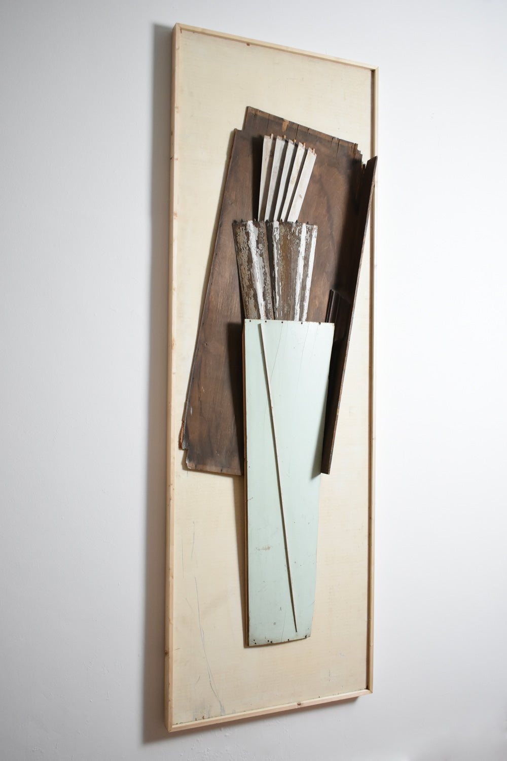 Assembled wood pieces painting sculpture, 1970s.