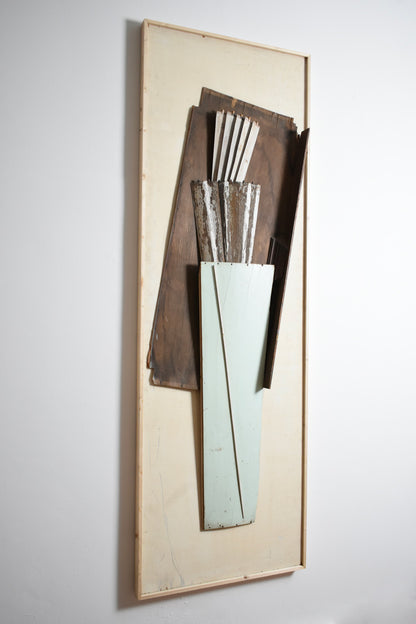 Assembled wood pieces painting sculpture, 1970s.
