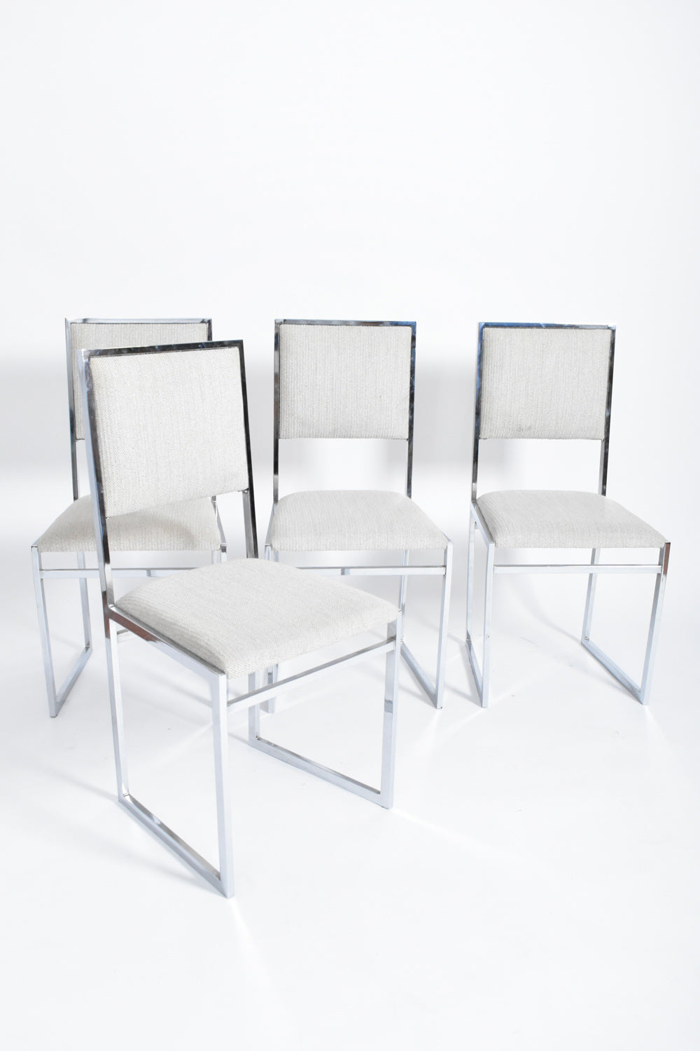 Set of 4 Willy Rizzo style chromed chairs, 1970s.