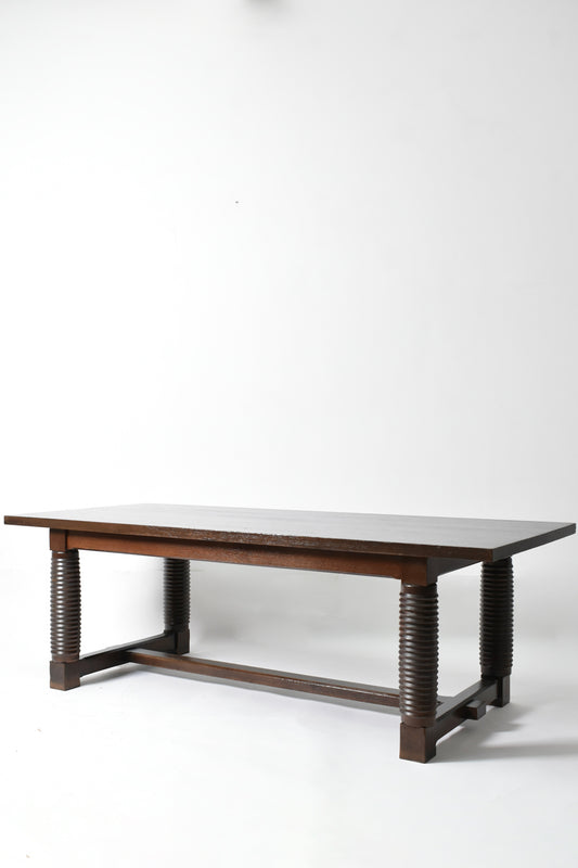 Dudouyt style oak dining table, 1940s.