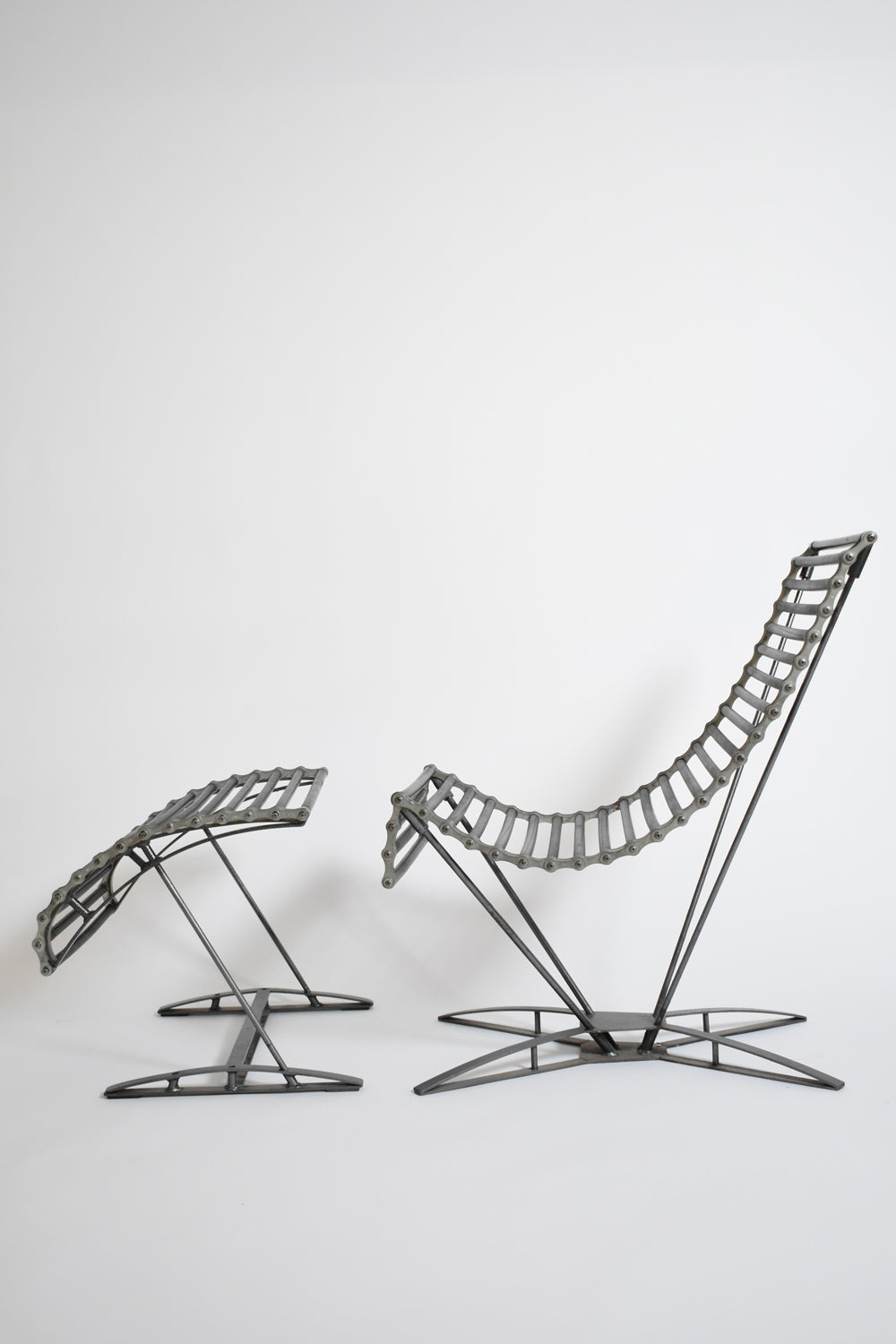 "Rocking Chaine" lounge chair and footrest by J-M Mouligne, 1990s.