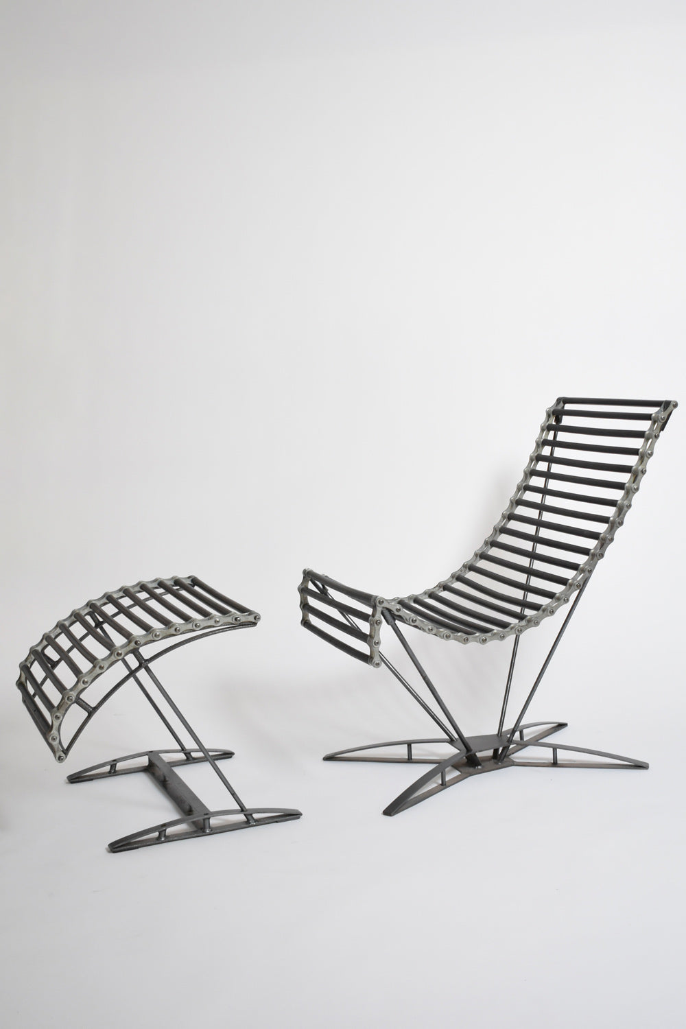 "Rocking Chaine" lounge chair and footrest by J-M Mouligne, 1990s.