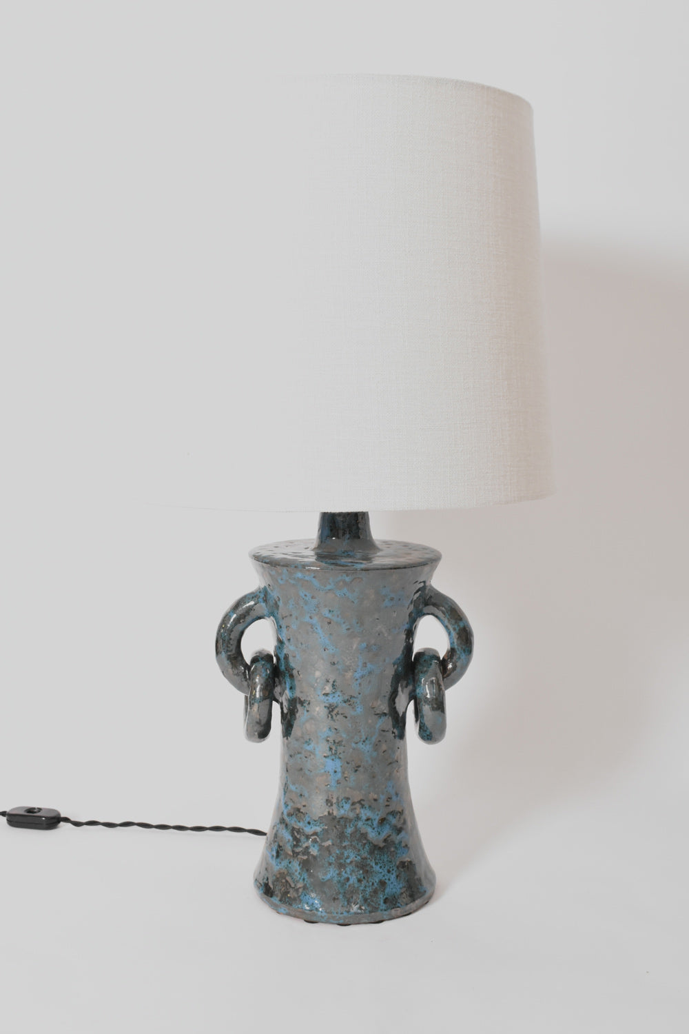 "Kasaï" blue handles ceramic lamp 32cm, Barracuda Edition.