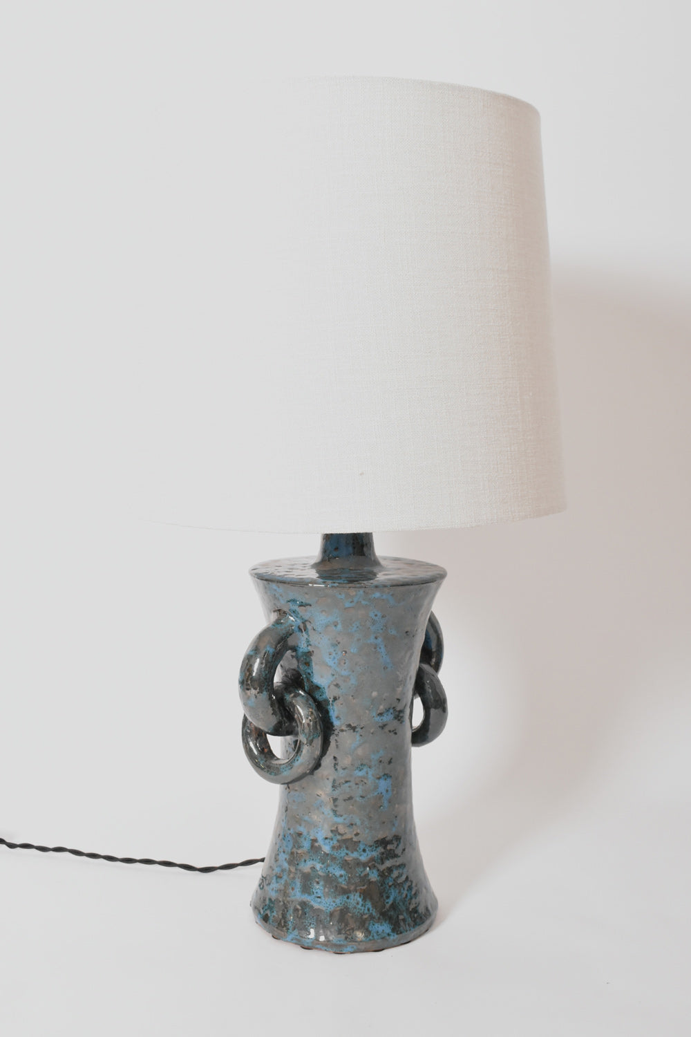 "Kasaï" blue handles ceramic lamp 32cm, Barracuda Edition.