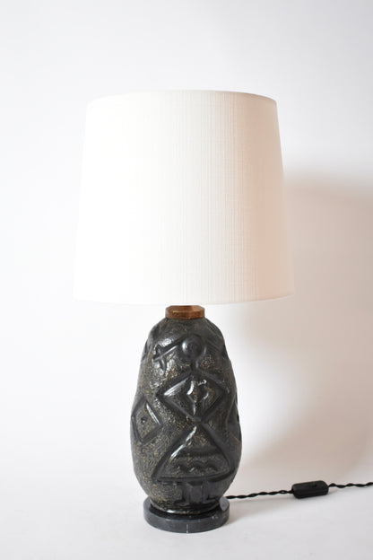 Africanist black ceramic lamp, 1960s.