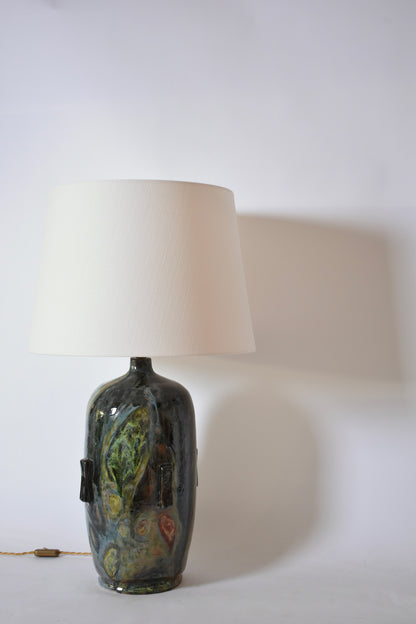 Important green, blue and yellow ceramic lamp Helder.