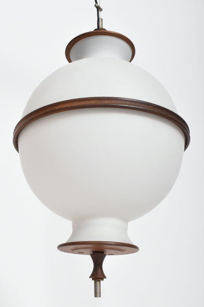 Ball shape and wood pendant lamp, 1960s.