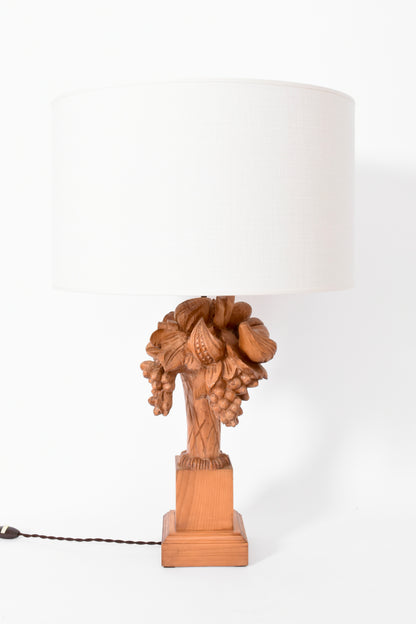 Wooden carved fruits lamp, 1970s.