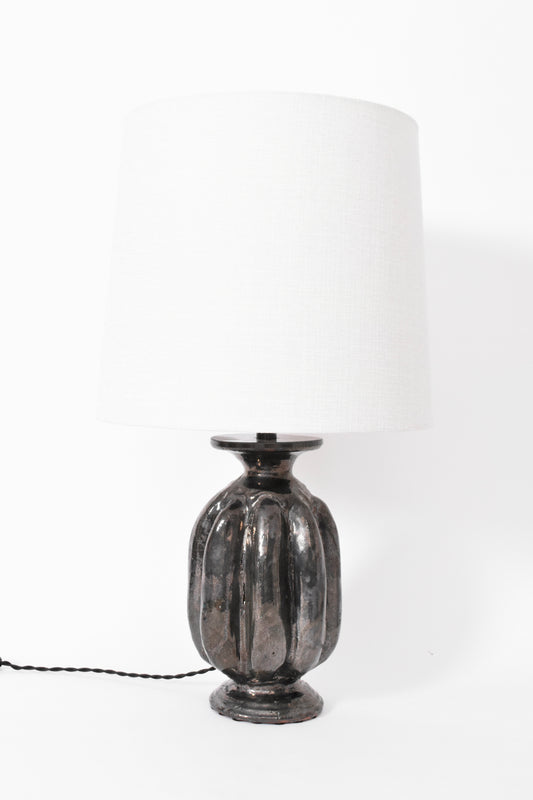 Neoclassical anthracite ceramic lamp by Helder, 2024.