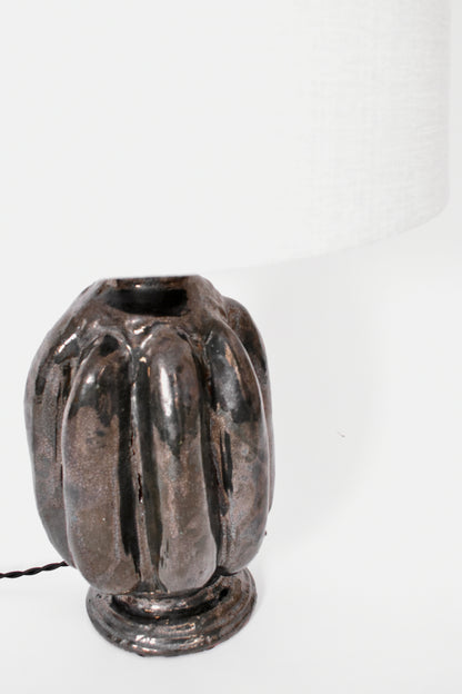 Neoclassical anthracite ceramic lamp by Helder, 2024.