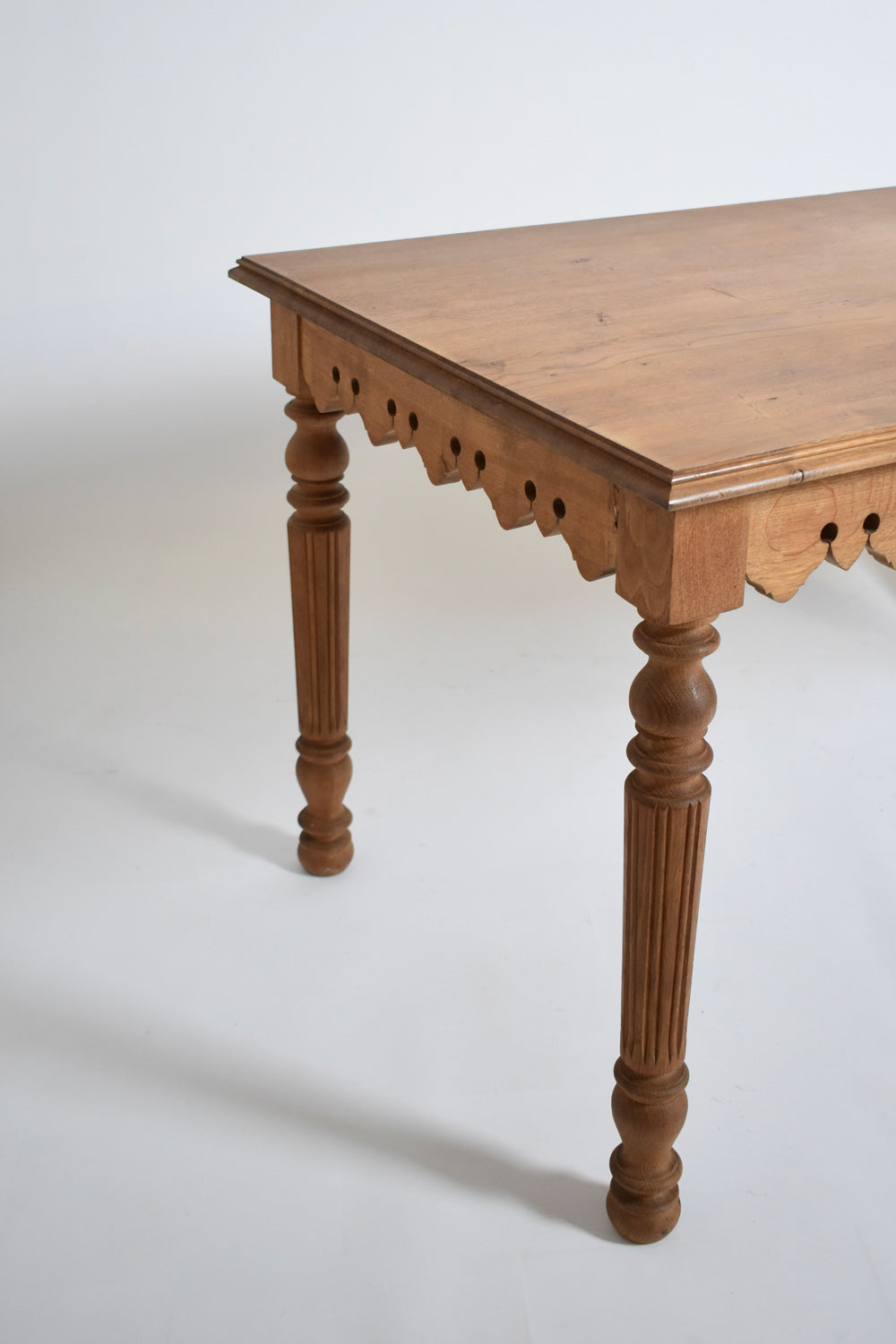 Turned oak rustic console table, XIXth c.