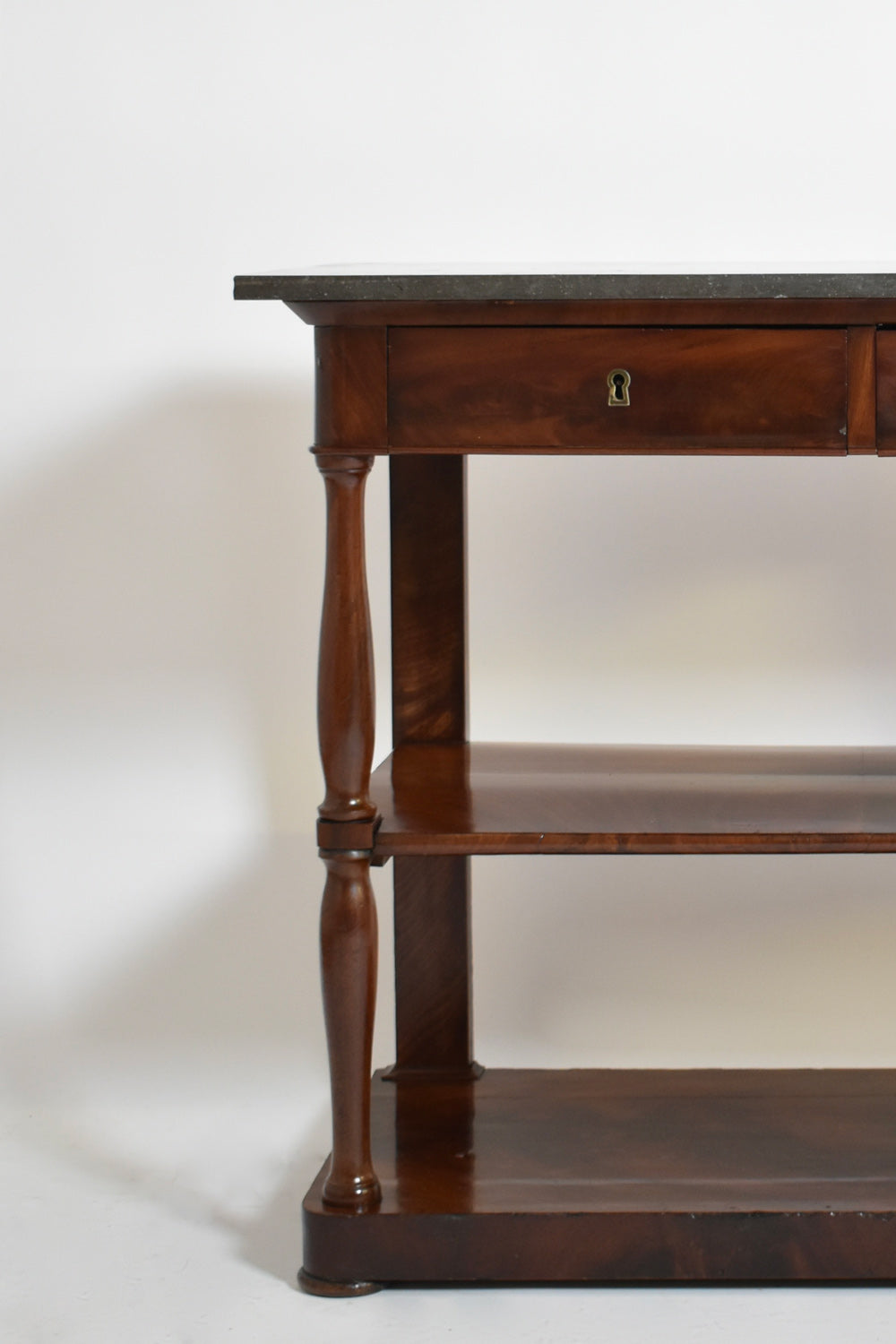 Mahogany and black marble console, 19th c.
