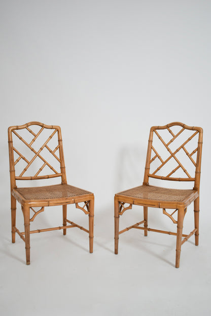 Pair of faux bamboo and canning chairs, 1970s.