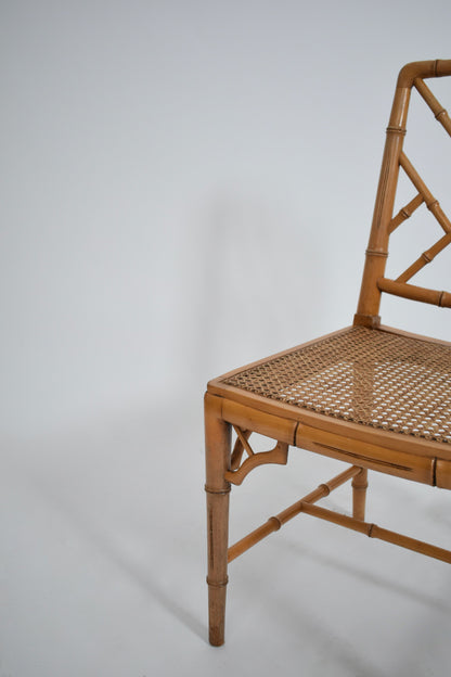 Pair of faux bamboo and canning chairs, 1970s.