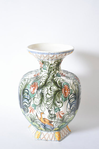 Large ceramic vase with parrot pattern, 1960s.