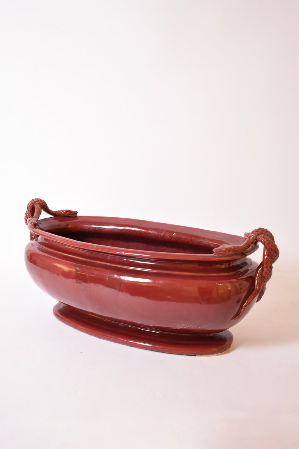 Important red ceramic planter bowl, 1950s.