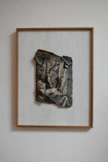 Mixed media artwork painting on metal, by Gen, 1980s.