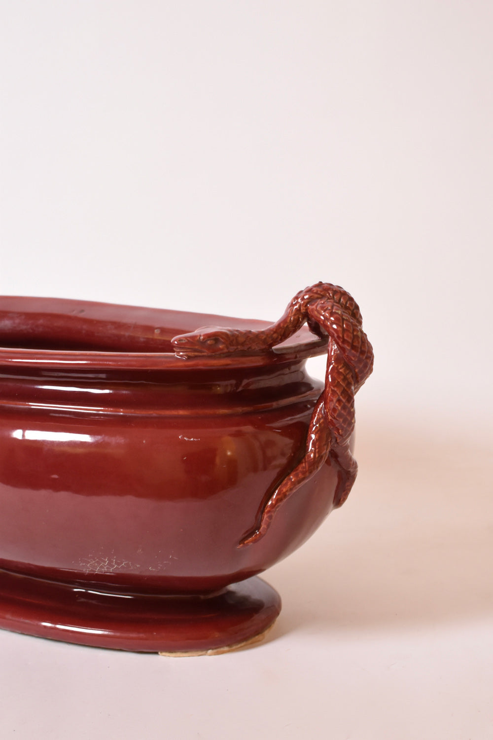 Important red ceramic planter bowl, 1950s.
