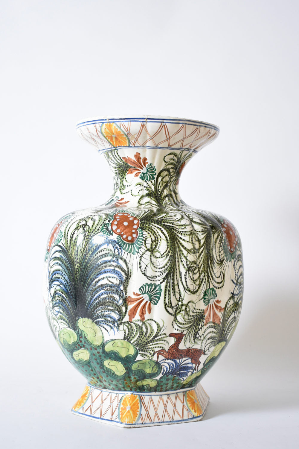Large ceramic vase with parrot pattern, 1960s.