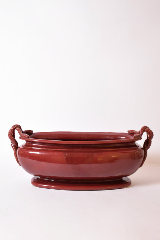 Important red ceramic planter bowl, 1950s.