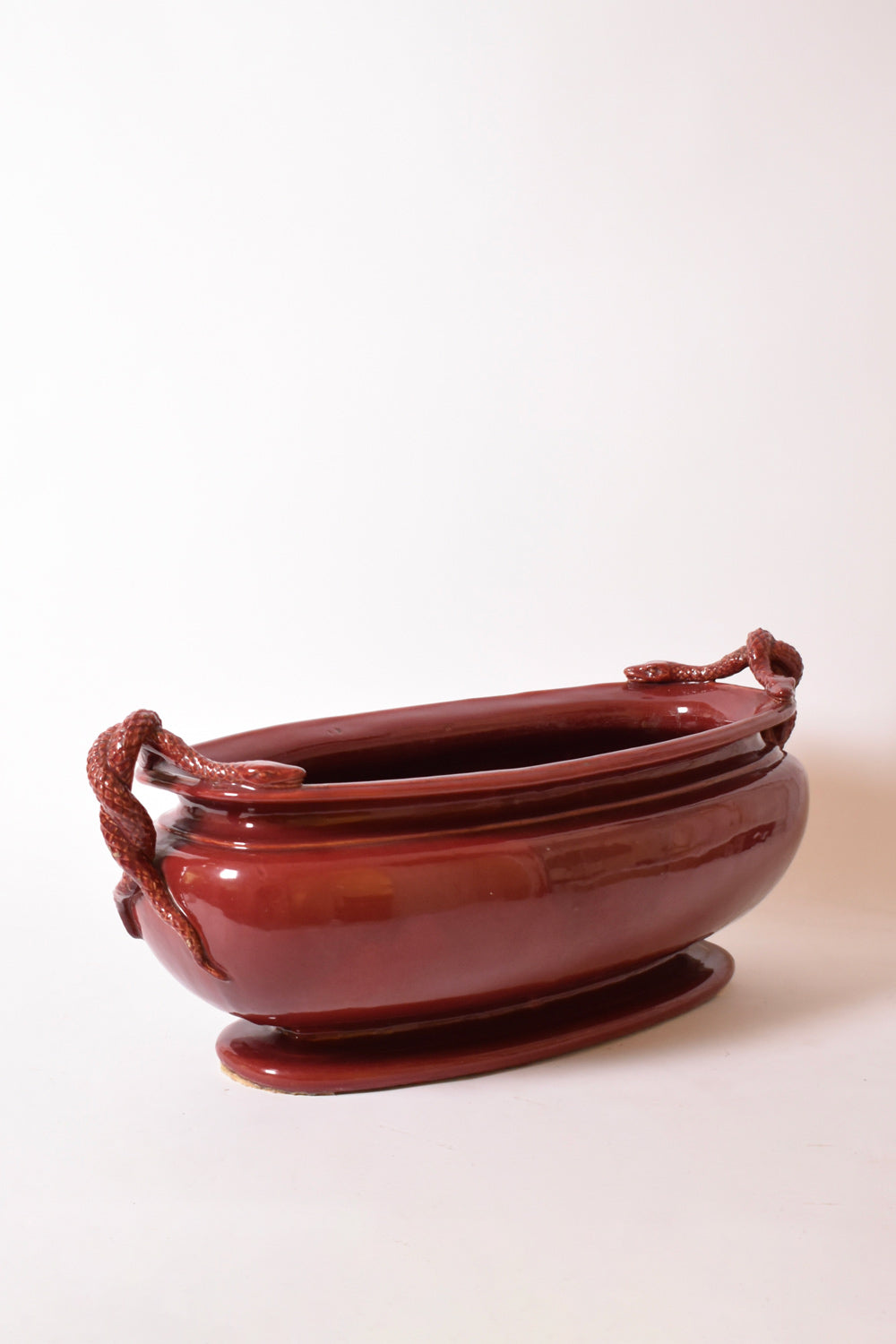 Important red ceramic planter bowl, 1950s.