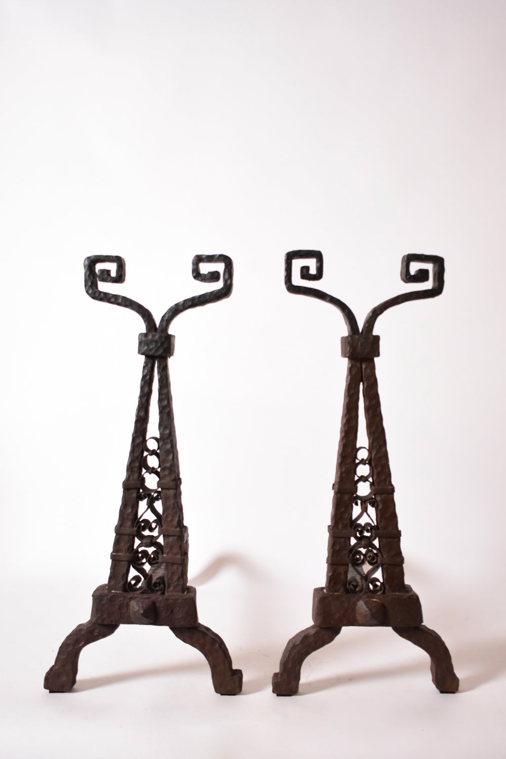 Pair of Directoire period andirons, XIXth c.