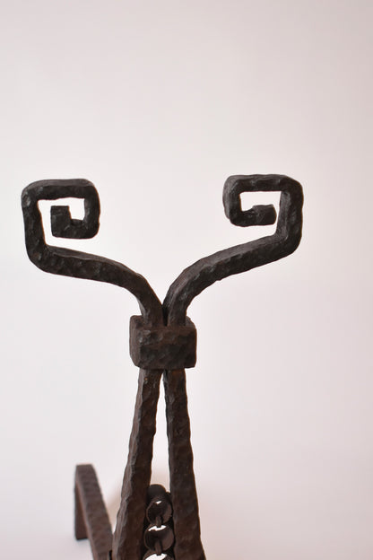 Pair of Directoire period andirons, XIXth c.