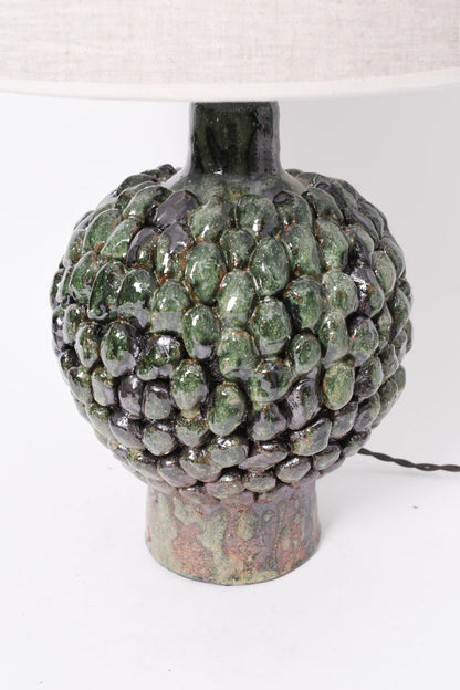 "Melides" 30cm green & black terracota lamp. Barracuda edition.