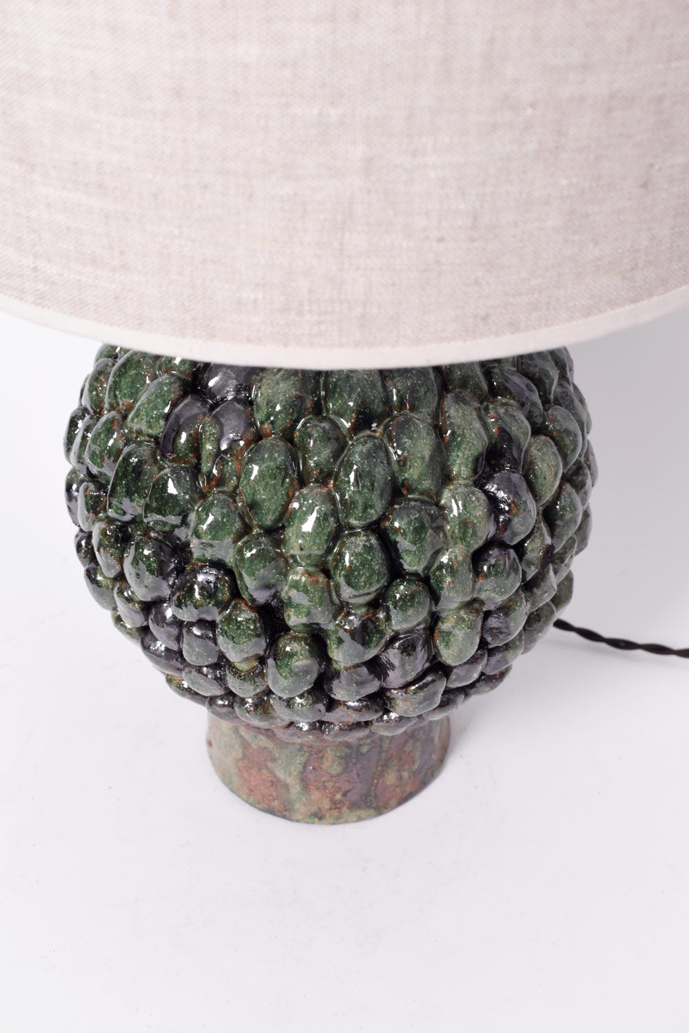 "Melides" 30cm green & black terracota lamp. Barracuda edition.