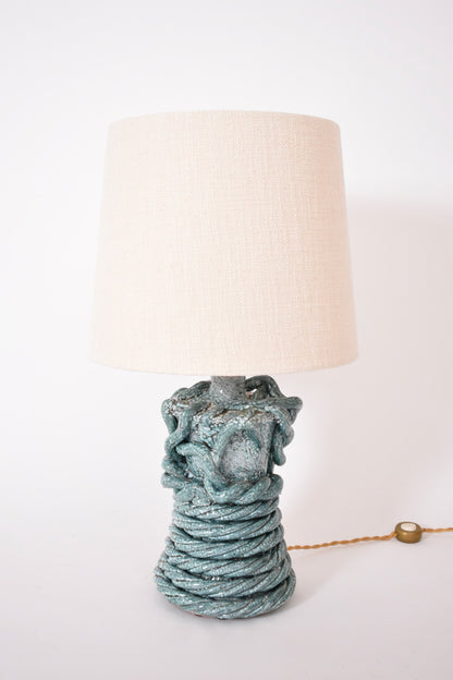 "Kasaï" Gorgone turquoise ceramic lamp 32cm, Barracuda Edition.