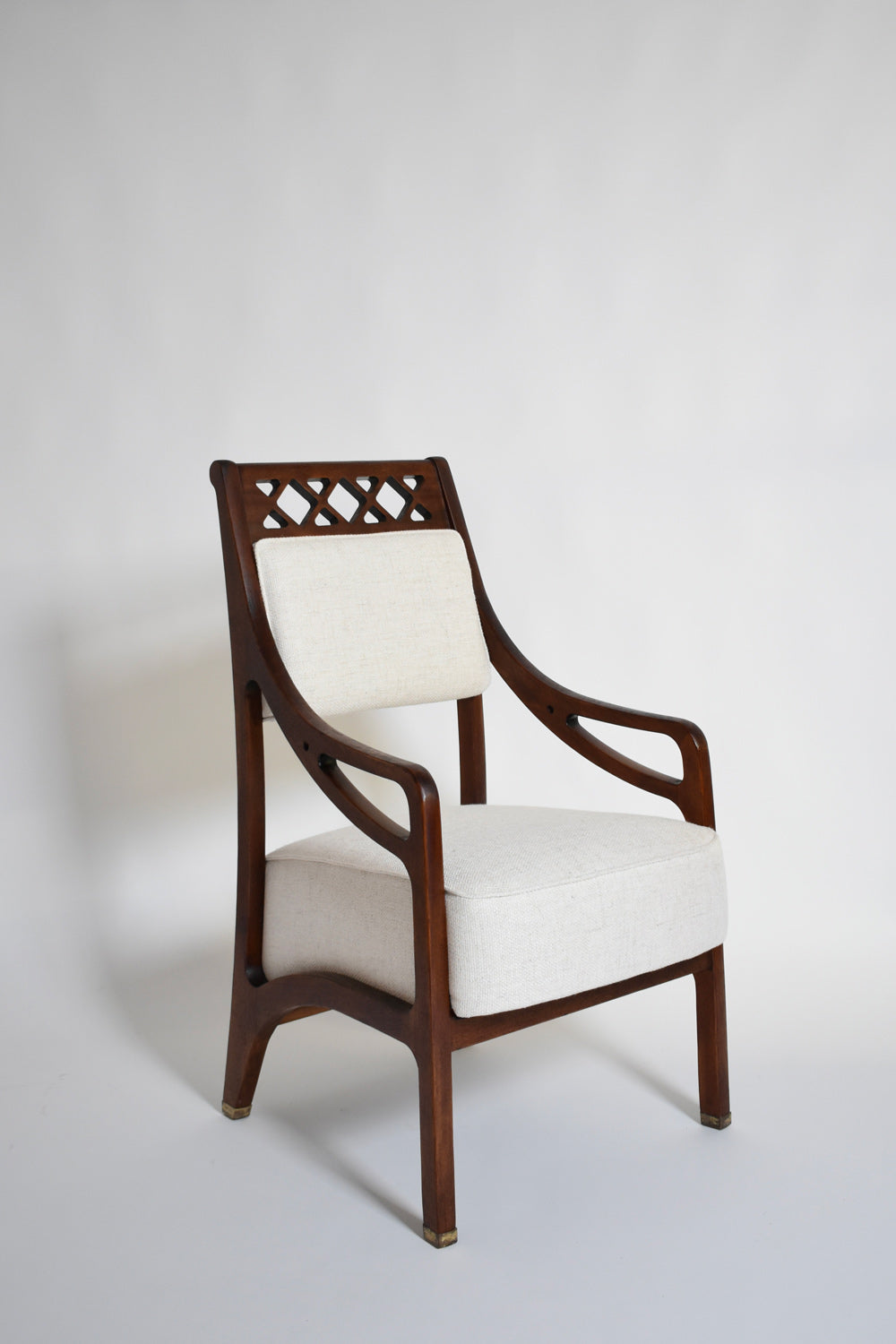 Pair of high back crosspieces armchairs, 1960s.