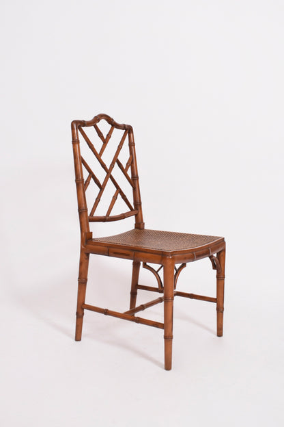 Set of 8 faux bamboo and canning chairs, 1970s.