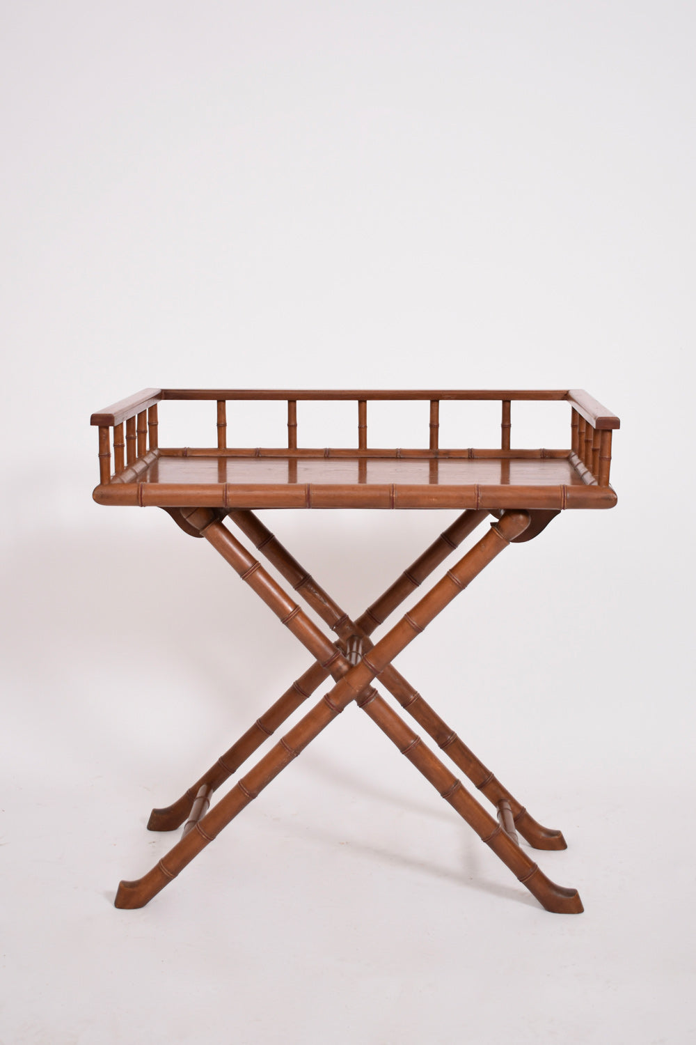 Faux bamboo wooden folding table console, 1920s.