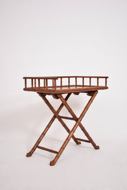 Faux bamboo wooden folding table console, 1920s.