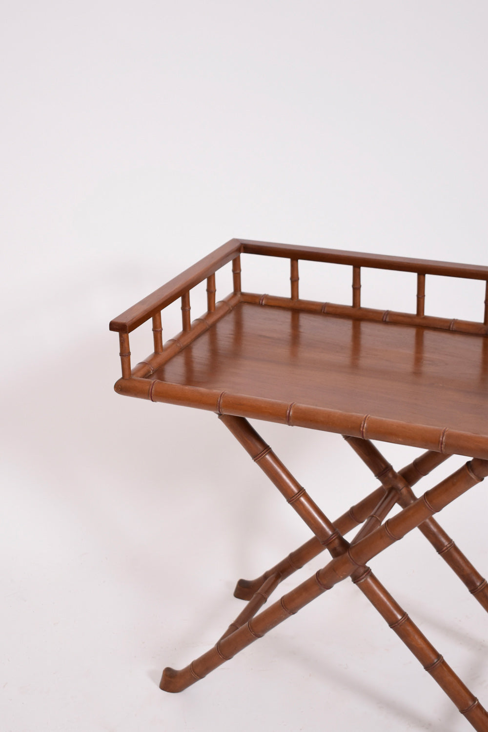 Faux bamboo wooden folding table console, 1920s.