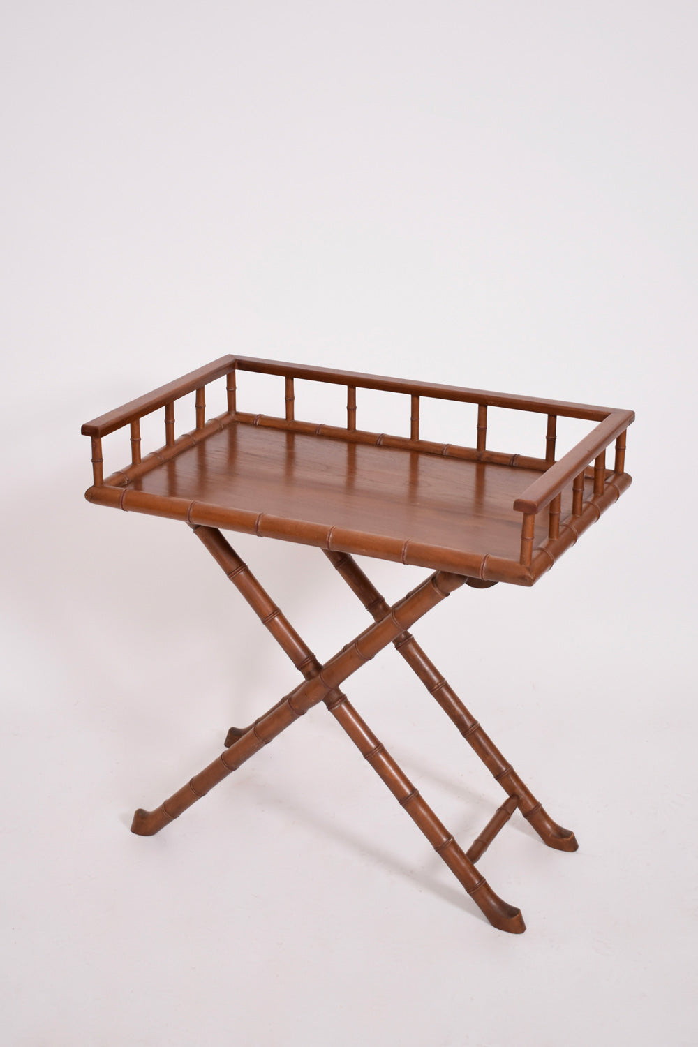 Faux bamboo wooden folding table console, 1920s.