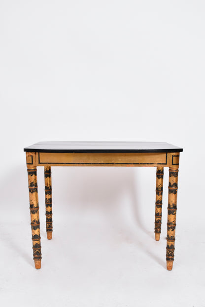 Ebonised and gold painted table, 1920s.