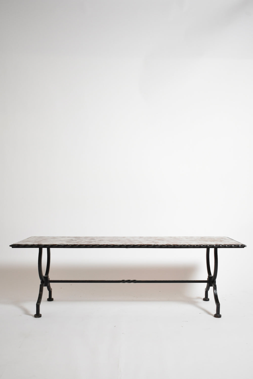 Wrought iron and marble coffee table, 1940s.